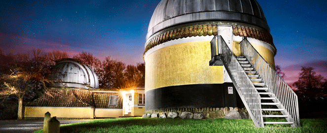 The Ole Rømer Observatory in the twilight. Photo: Maria Randima, AU Foto.