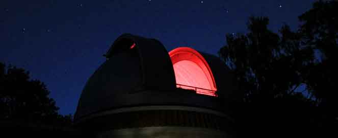 The open dome of the Ole Rømer Observatory in Aarhus