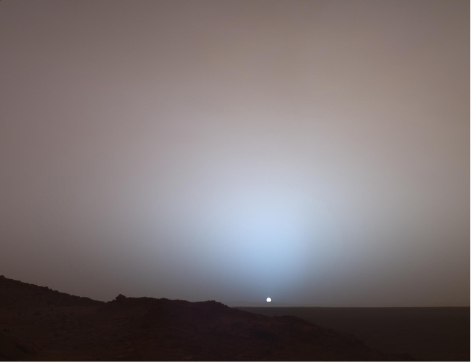 Billede af solnedgang på Mars
