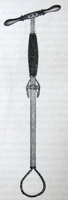 Træsnit af instrumentet. Fra Camillus Nyrop: Bandager og Instrumenter, Kjøbenhavn 1864.